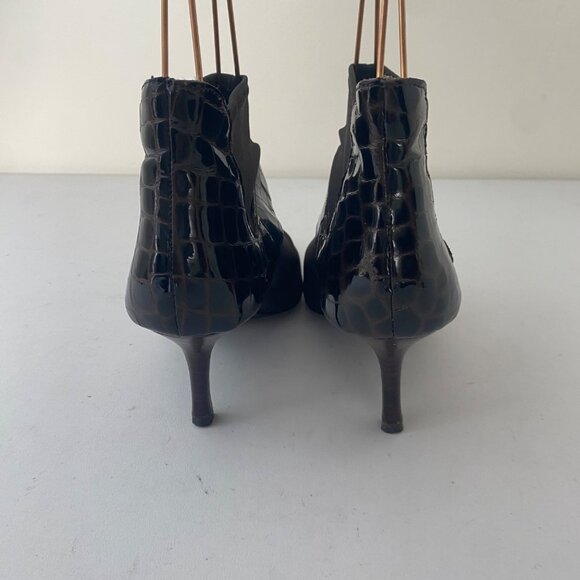 A. Marinelli Ankle Boots Shoes Pointed Toe Brown Crocodile - Picture 7 of 11